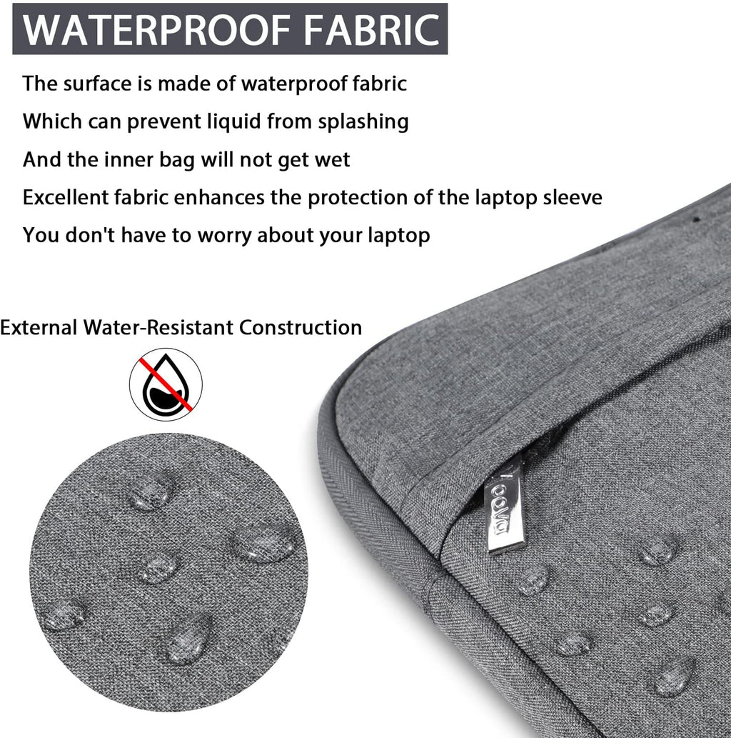 Laptop Bag 15.6 Inch with Shoulder Strap & Handle, Waterproof Laptop Case Sleeve Compatible with 15-16”Macbook Air/Pro, HP Acer Asus Dell Lenovo, Slim Computer Bag for Men Women, Grey