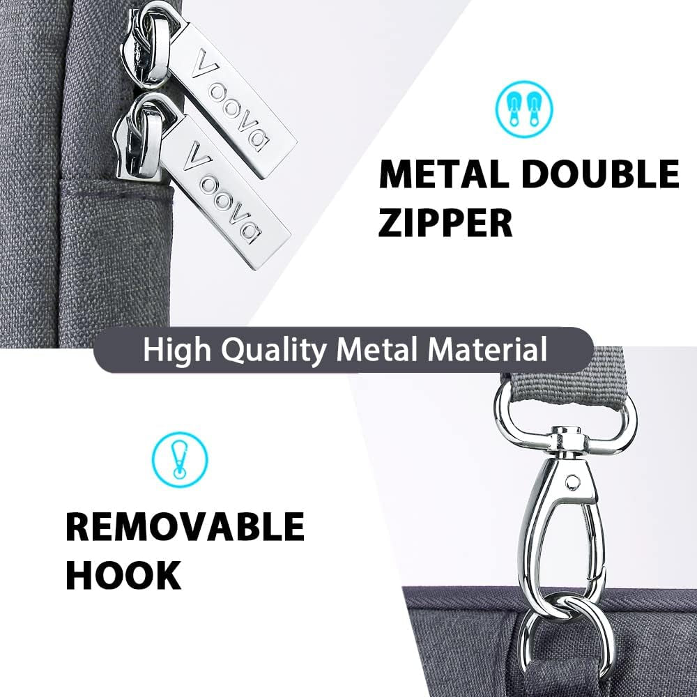 Laptop Bag 15.6 Inch with Shoulder Strap & Handle, Waterproof Laptop Case Sleeve Compatible with 15-16”Macbook Air/Pro, HP Acer Asus Dell Lenovo, Slim Computer Bag for Men Women, Grey